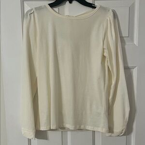 J. Crew Factory Elegant Cream Long Sleeve Top with Back Tie Detail Size Small